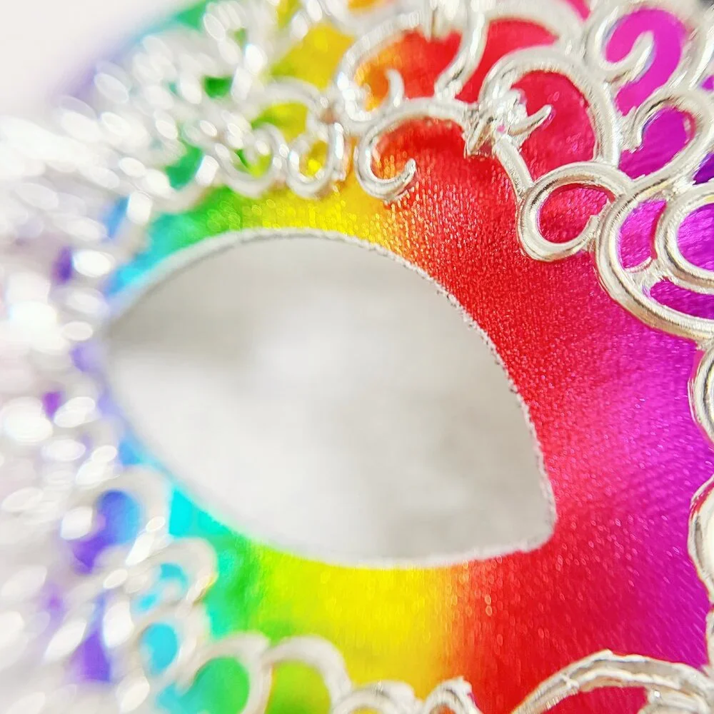 Silver Rainbow mask, Masquerade mask, Cosplay mask, ball party mask, Prom mask